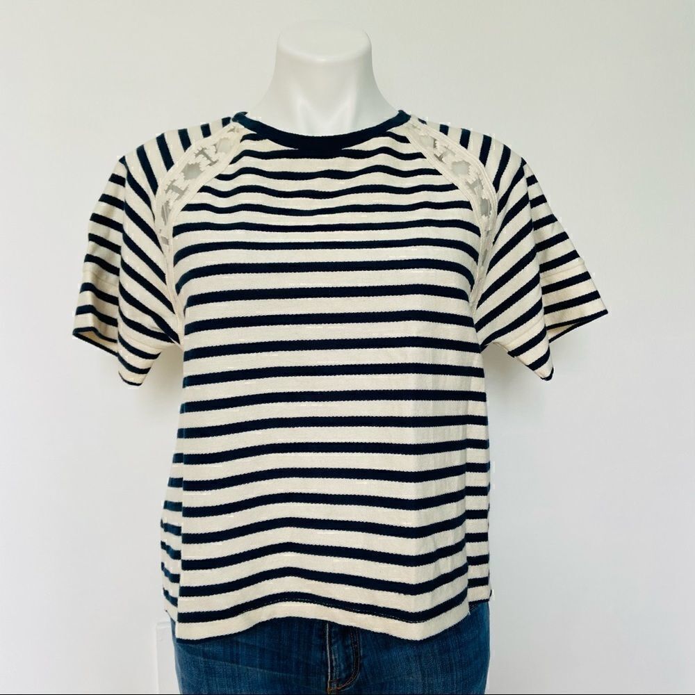 Old Navy Striped Lace Detail Top